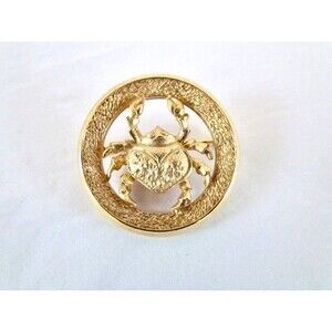 Vintage Crown Trifari Brooch CANCER Zodia June 21-July 22 Crab Gold Tone